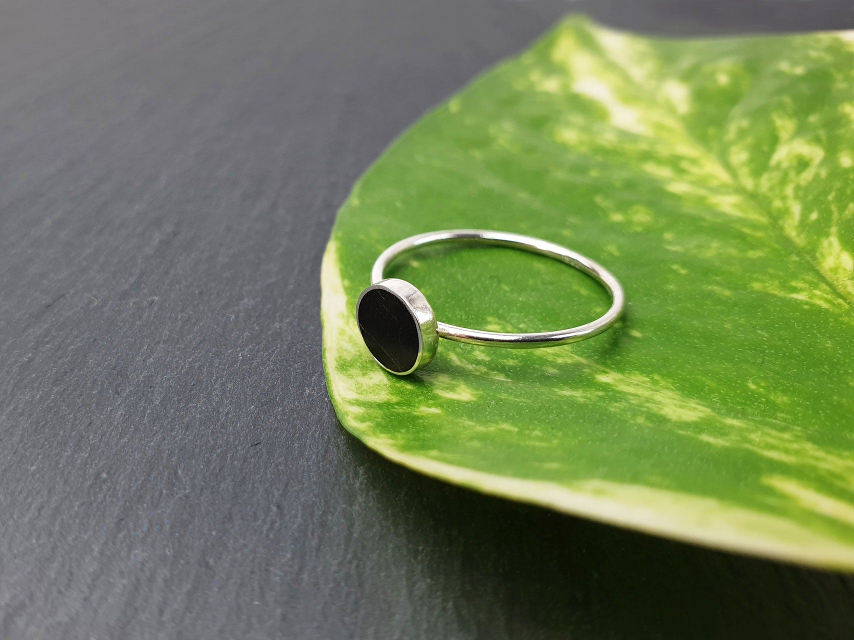 Dezenter Ring mit Ebenholz 6 ½