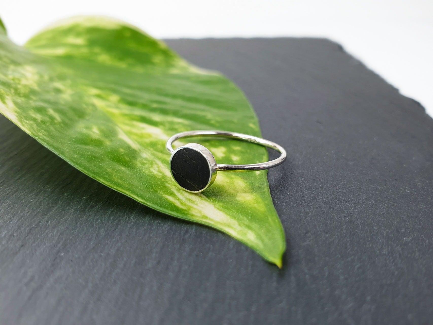 Dezenter Ring mit Ebenholz 6 ½