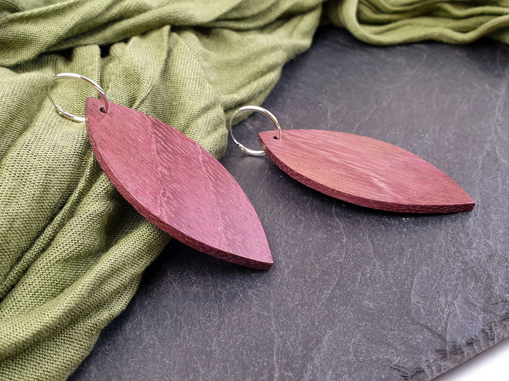 Ohrringe Leaves groß Amaranth