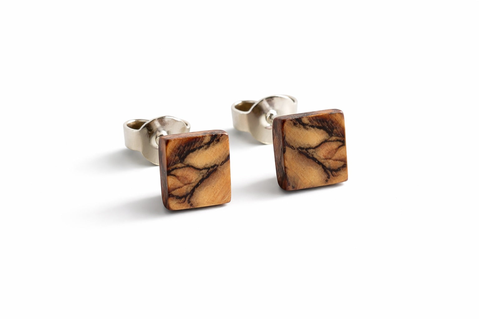 Ohrstecker Royal White Ebony eckig klein